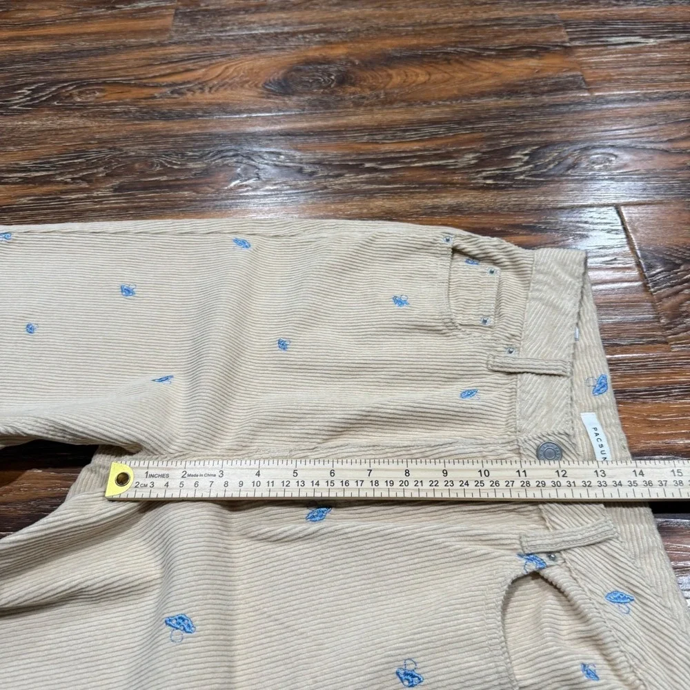 PacSun 90s Boyfriend Corduroy Butterfly Embroidered Pants Tan Beige Womens 28